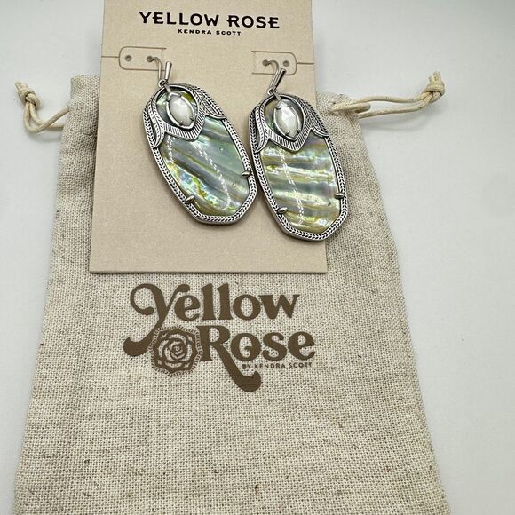 NWT Kendra Scott Vintage-Style Darby Silver Drop Earrings in Iridescent Abalone! - Picture 2 of 11